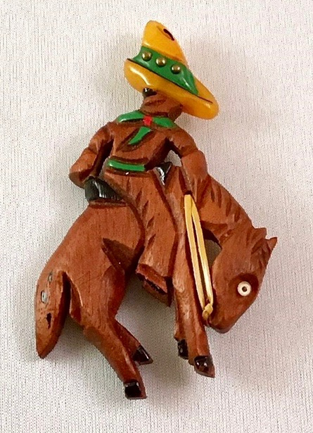 BP184 wood cowboy w bakelite hat